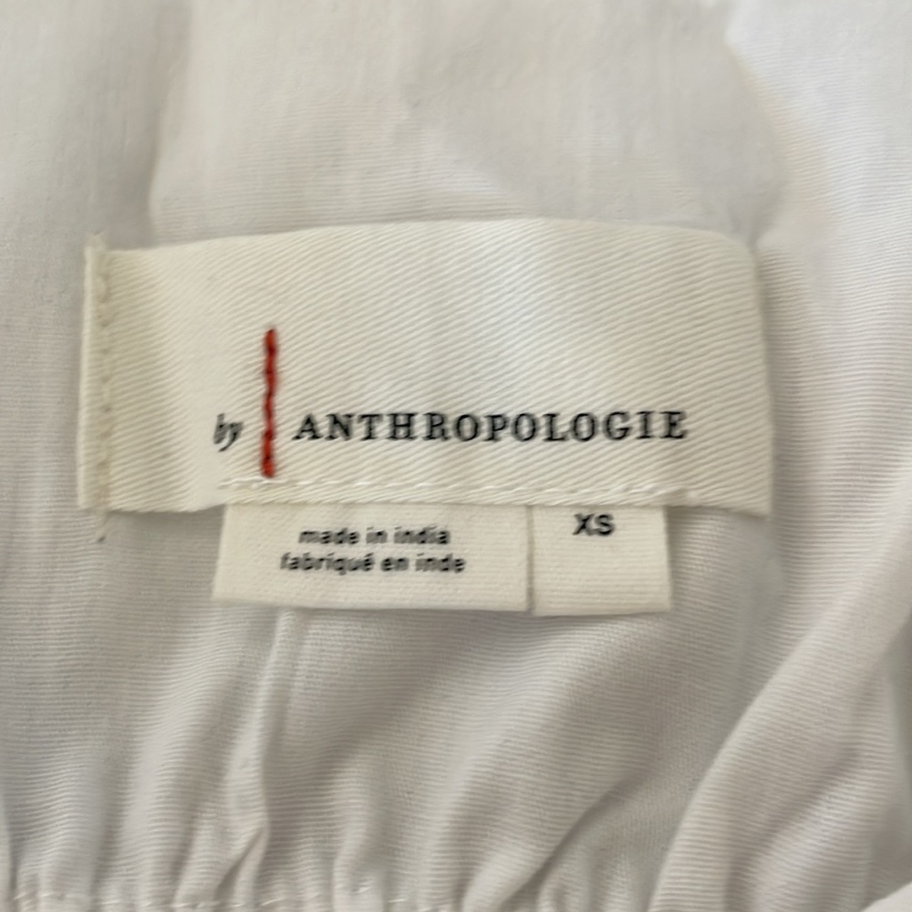 Anthropolgie White Short-Sleeve Scoop-Neck Blouse XS - Picture 10 of 12